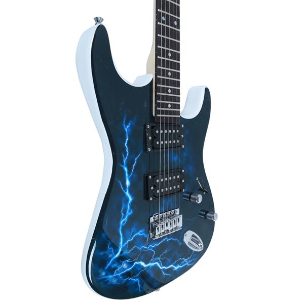 Lightning Style Electric Guitar with Power Cord/Strap/Bag/Plectrums Black & White