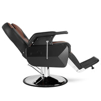 PVC Leather Case ABS Armrest Shell 300lbs Load-Bearing Disc With Footrest Can Be Put Down Barber Chair Black Brown