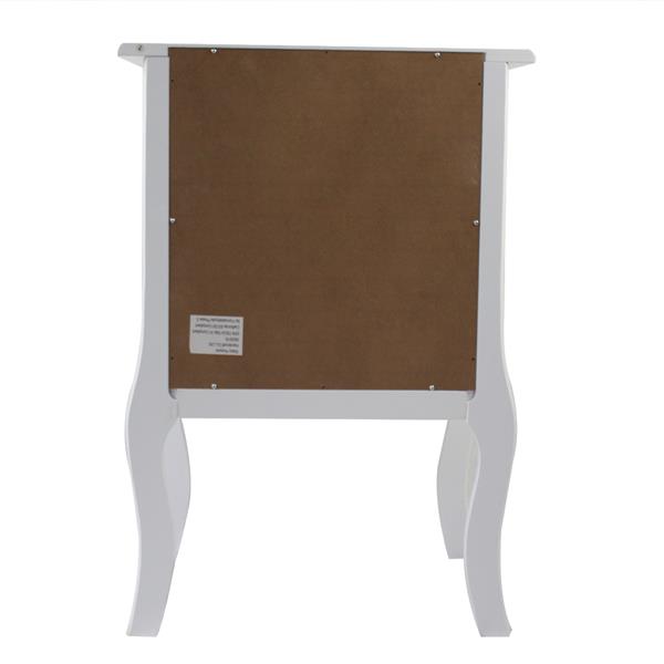 European Bedside Table-Three Pumps White