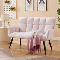 52'' Small Loveseat Sofa, Couch 2-Seater with Quilting Backs for Living Room, Bedroom and Small Space(COLOR:PINK)