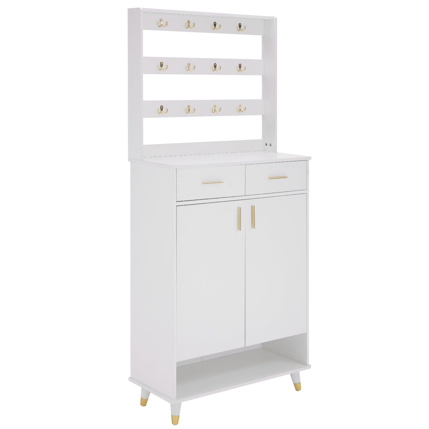 Entryway Bedroom Armoire,Shoe Cabinet,Wardrobe Armoire Closet, Drawers and Shelves,  Handles,  Hanging Rod, white