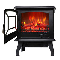 SF507-17 17 inch 1400w Freestanding Fireplace Fake Wood/Single Color/Heating Wire/A Rocker Flame Switch Button/a Rocker Heating Switch Button/a Temperature Control Knob with NTC/Black