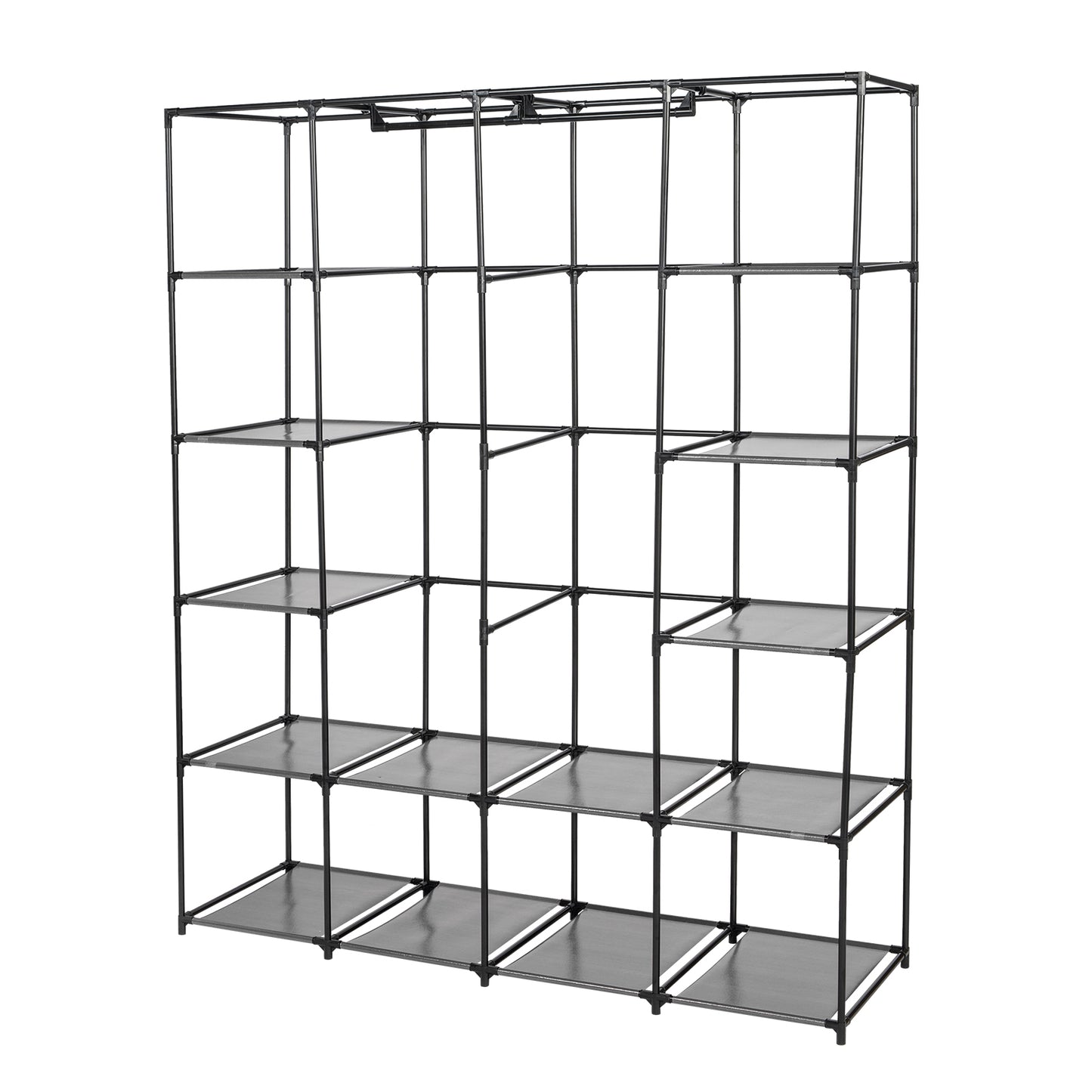 Portable Closet Organizer Storage, Wardrobe Closet with Non-Woven Fabric 14 Shelves, Easy to Assemble, Gray