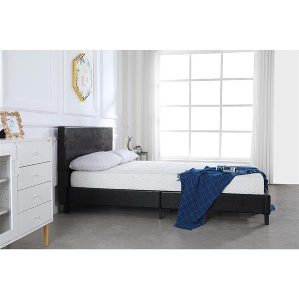 Simple PU Bed Frame Black Twin