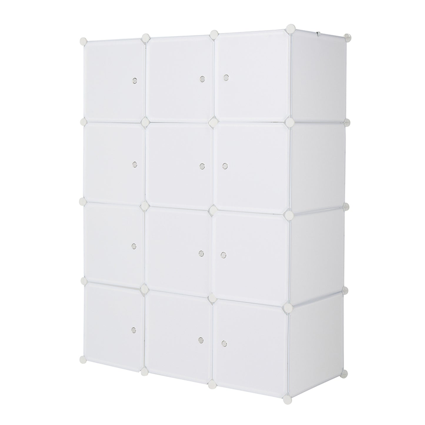 12 Cube Organizer Stackable Plastic Cube Storage Shelves Design Multifunctional Modular Closet Cabinet with Hanging Rod White