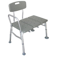 Medical Bathroom Safety Shower Tub Aluminium Alloy Bath Chair Transfer Bench with Back & Handle Gray