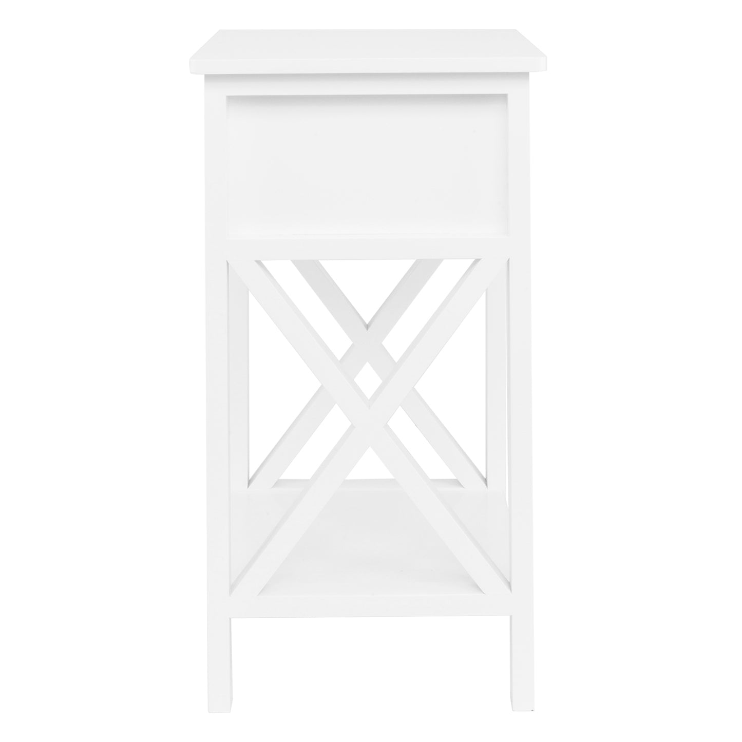 Nightstand Modern End Table, Side Table with 1 Drawer and Storage Shelf, White