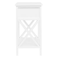 Nightstand Modern End Table, Side Table with 1 Drawer and Storage Shelf, White