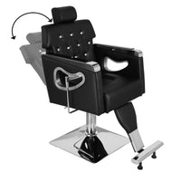 PVC Leather Cover Galvanized Square Tray with Footrest Retractable Barber Chair 300.00lbs Black HZ88111 N001