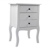 European Bedside Table-Three Pumps White