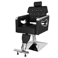 PVC Leather Cover Galvanized Square Tray with Footrest Retractable Barber Chair 300.00lbs Black HZ88111 N001