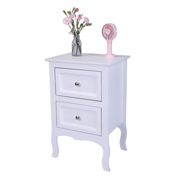 Country Style Two-Tier Night Table Large Size White