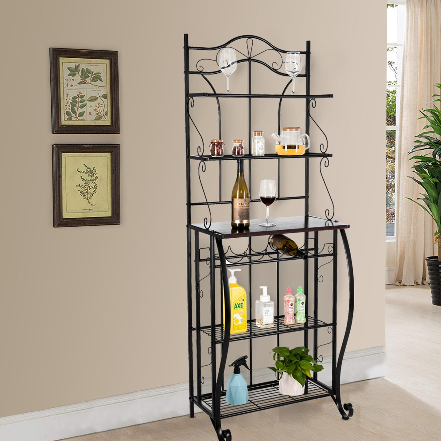 5-Tier Metal Kitchen Rack Metal Kitchen Bakers Decoration for Kitchen