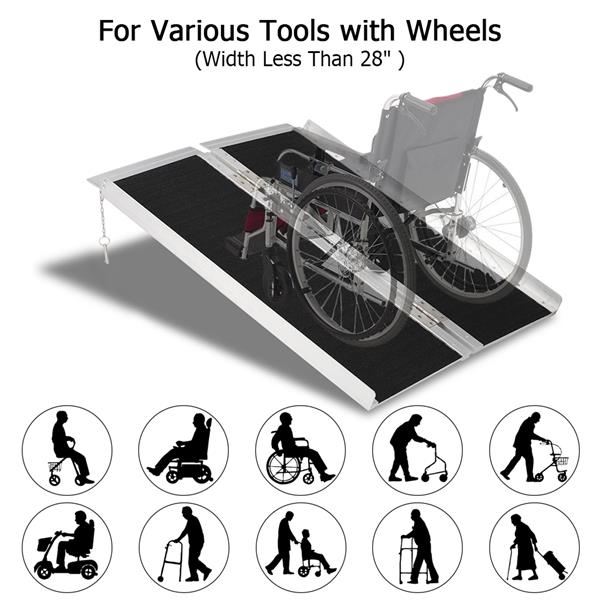 3FT Two-section Non-Skid Folding Lightweight Aluminum Alloy Wheelchair Scooter Mobility Ramps