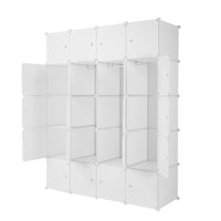 20 Cube Organizer Stackable Plastic Cube Storage Shelves Design Multifunctional Modular Closet Cabinet with Hanging Rod White