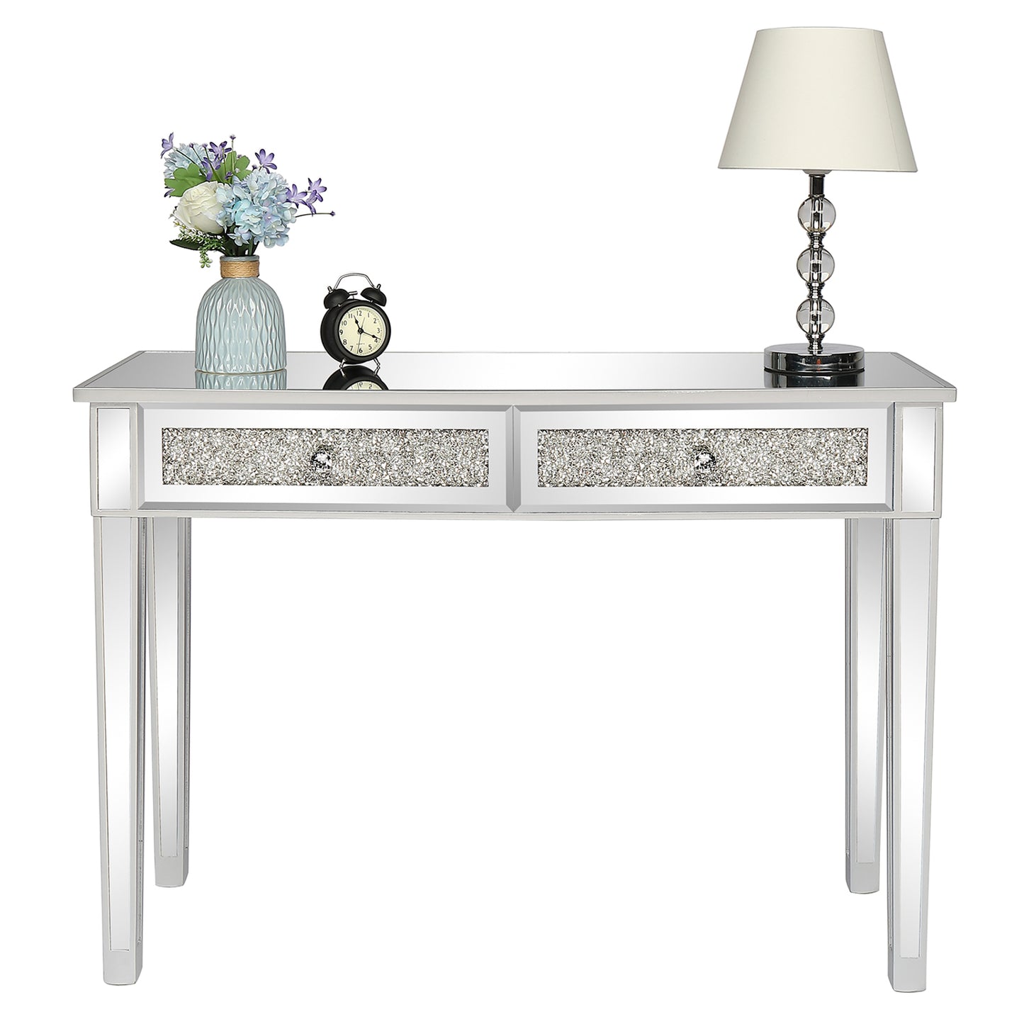 106*38*76cm Modern Mirror Two-Pump Computer Table Silver