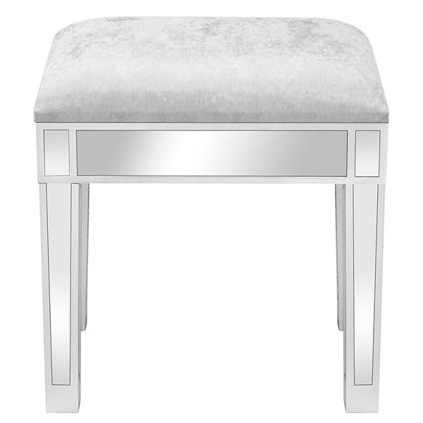 Modern Style Mirrored Vanity Stool Silver Gray