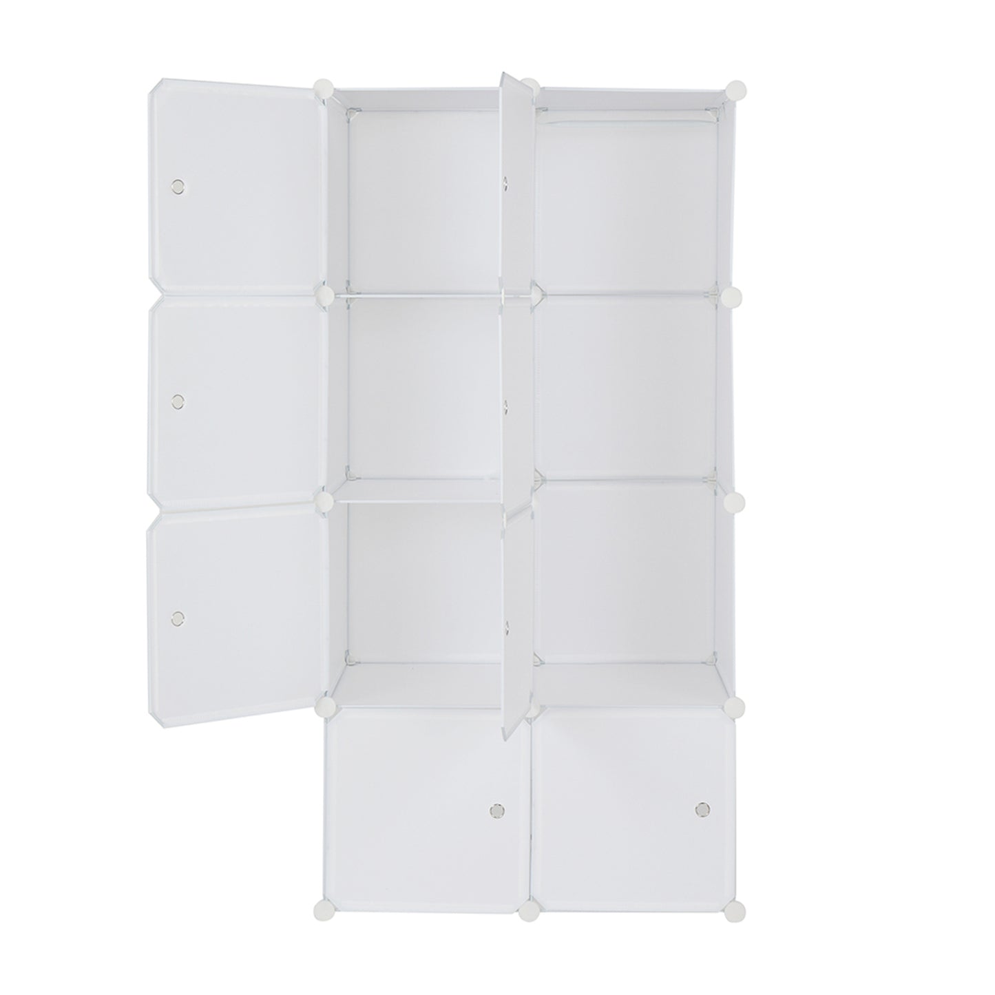 8 Cube Organizer Stackable Plastic Cube Storage Shelves Design Multifunctional Modular Closet Cabinet with Hanging Rod White