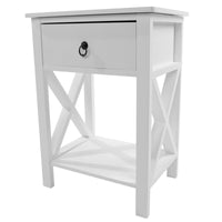 Nightstand Modern End Table, Side Table with 1 Drawer and Storage Shelf, White