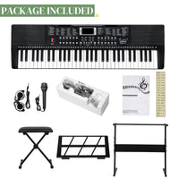 [Do Not Sell on Amazon]  Glarry GEP-110 61 Key Keyboard with Piano Stand, Piano Bench, Built In Speakers, Headphone, Microphone, Music Rest, LED Screen, 3 Teaching Modes for Beginners