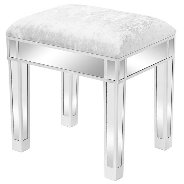 Modern Style Mirrored Vanity Stool Silver Gray