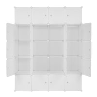 20 Cube Organizer Stackable Plastic Cube Storage Shelves Design Multifunctional Modular Closet Cabinet with Hanging Rod White