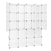 20 Cube Organizer Stackable Plastic Cube Storage Shelves Design Multifunctional Modular Closet Cabinet with Hanging Rod White