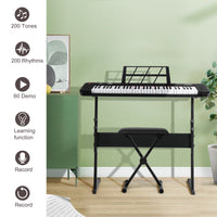 [Do Not Sell on Amazon]  Glarry GEP-109 61 Key Lighting Keyboard with Piano Stand, Piano Bench, Built In Speakers, Headphone, Microphone, Music Rest, LED Screen, 3 Teaching Modes for Beginners