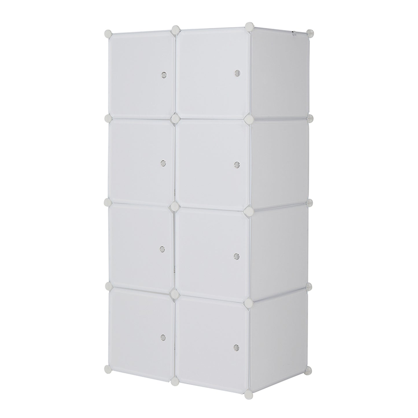 8 Cube Organizer Stackable Plastic Cube Storage Shelves Design Multifunctional Modular Closet Cabinet with Hanging Rod White