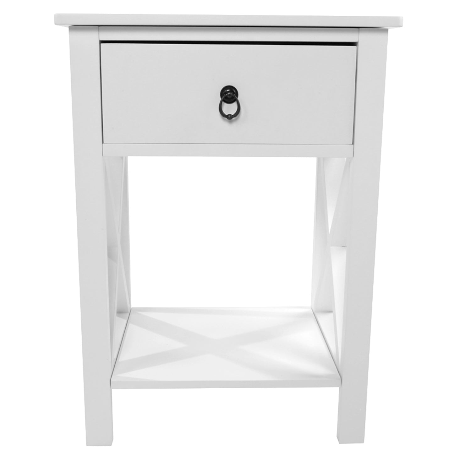 Nightstand Modern End Table, Side Table with 1 Drawer and Storage Shelf, White