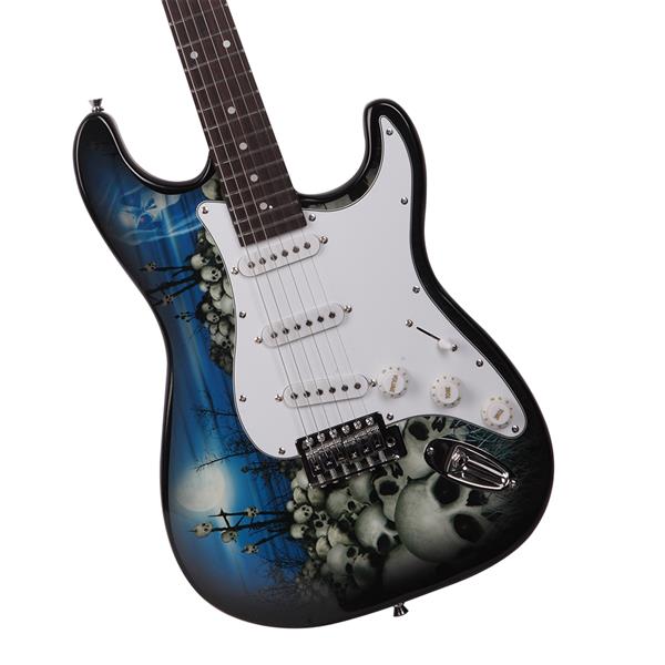 [Do Not Sell on Amazon]Glarry GST-E Electric Guitar Bag Shoulder Strap Pick Whammy Bar Cord Wrench Tool Blue