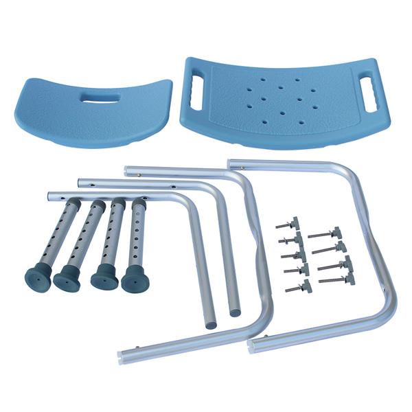 Medical Bathroom Safety Shower Tub Aluminium Alloy Bath Chair Seat Bench with Removable Back Blue