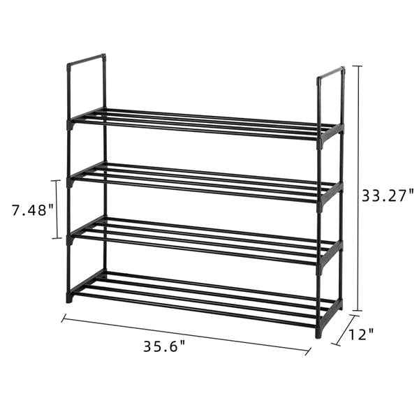 4 Tiers Shoe Rack Shoe Tower Shelf Storage Organizer For Bedroom, Entryway, Hallway, and Closet Black Color