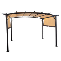 350*280*230.5cm Aluminum Dark Brown Post Brown Adjustable Shade Fabric Curved Top Folding Shed