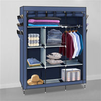 69" High-leg Non-woven Fabric Assembled Cloth Wardrobe Dark Blue