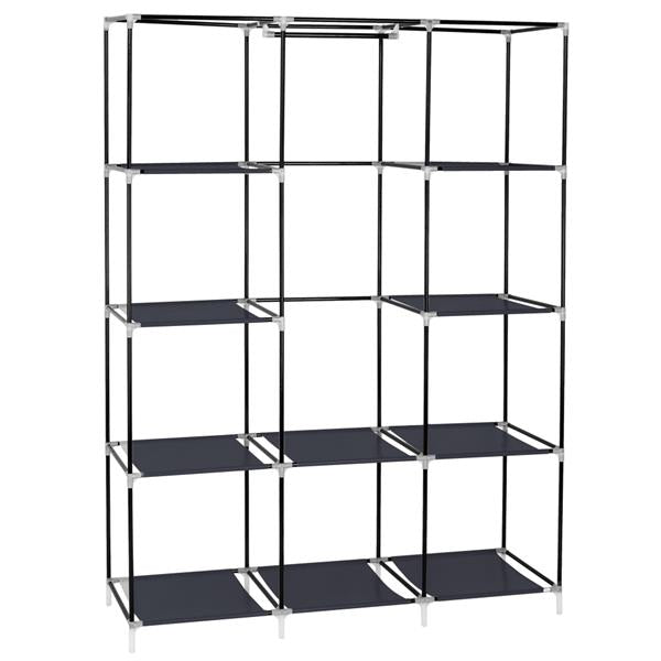 67" Portable Closet Organizer Wardrobe Storage Organizer with 10 Shelves Quick and Easy to Assemble Extra Space Gray