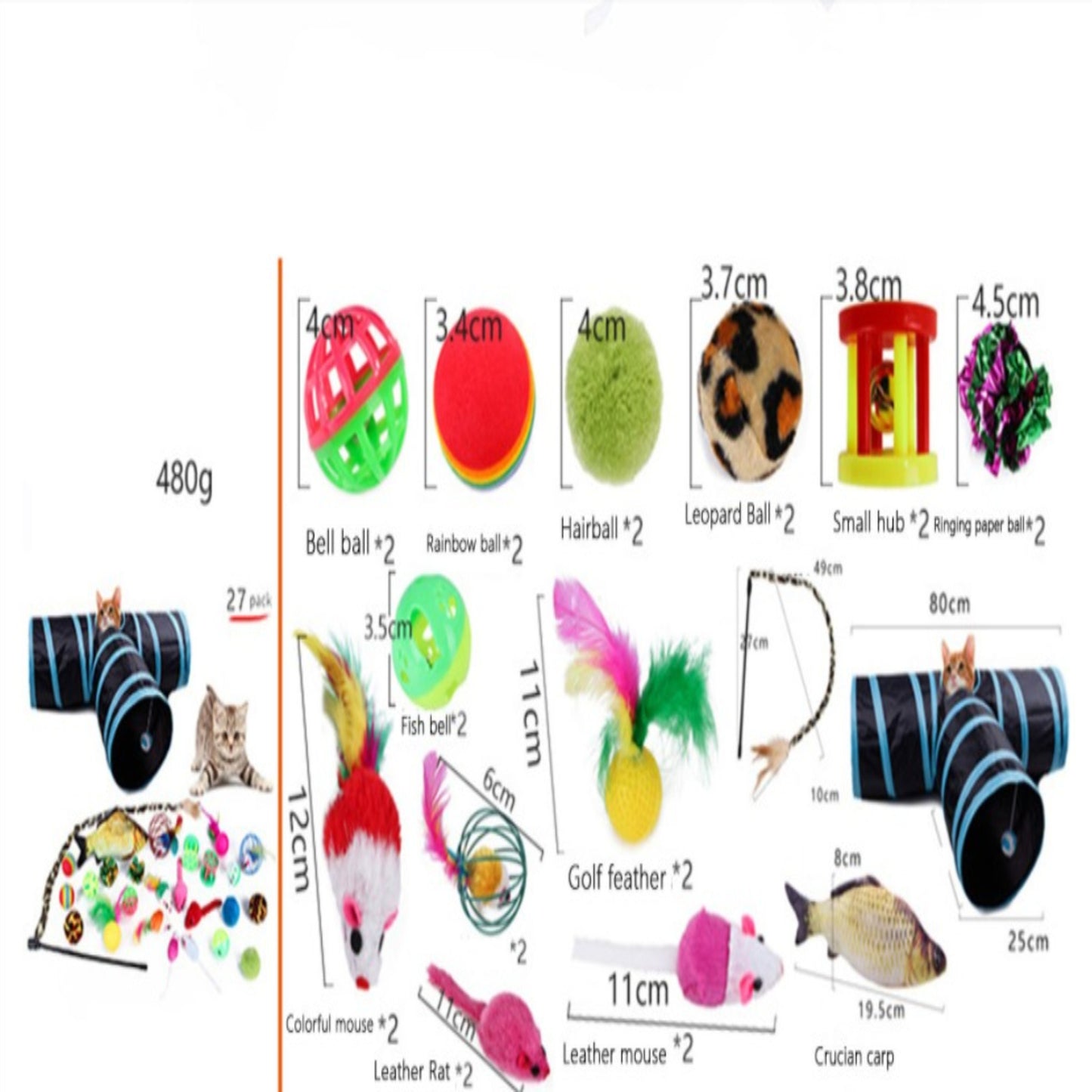 27 Pieces Pet Cat Toy Trough Toy