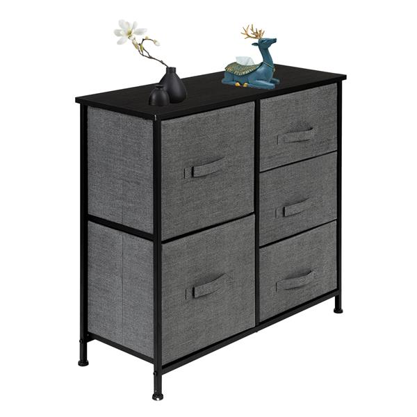 Dresser Organizer With 5 Drawers, Fabric Dresser Tower For Bedroom, Hallway, Entryway, Closets, Grey