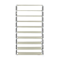 10 Tiers Shoe Rack with Dustproof Cover Closet Shoe Storage Cabinet Organizer Beige