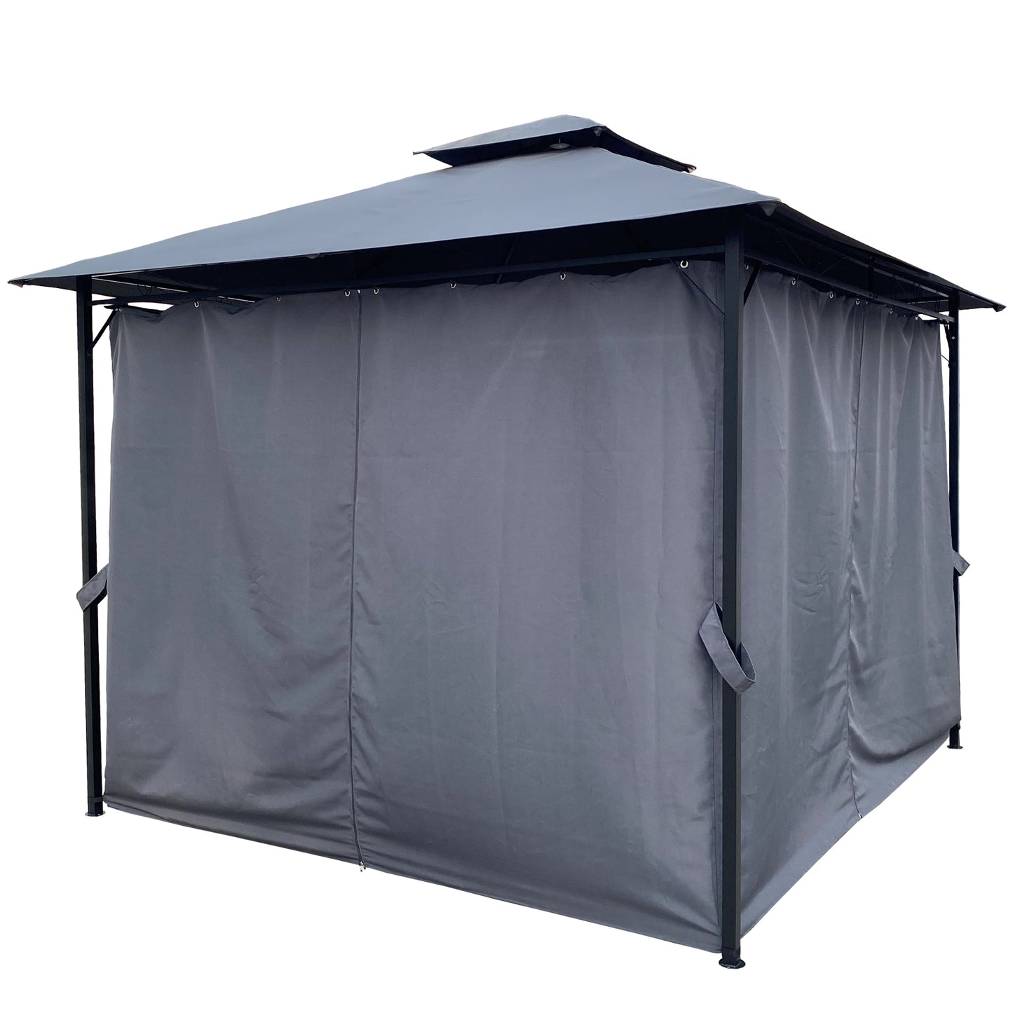 10x10 Ft Outdoor Patio Garden Gazebo Tent  With Curtains,Gray