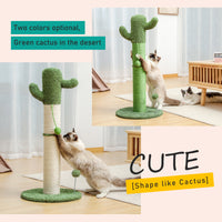 Cactus Cat Tree Cat Scratcher with Sisal Scratching Post and Interactive Dangling Ball For Indoor Cats White