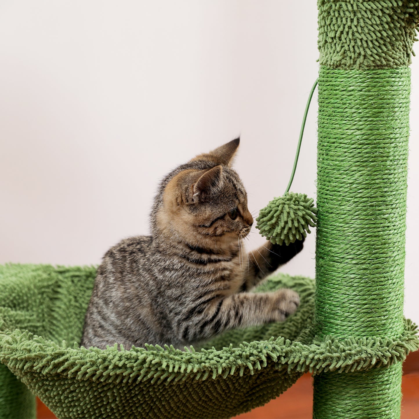 Cat Tree Scratcher Cactus With Cat Scratching Post Hammock Interactive Ball Green