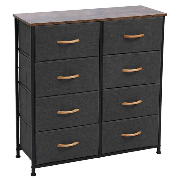 4-Tier Wide Drawer Dresser, Storage Unit with 8 Easy Pull Fabric Drawers and Metal Frame, Wooden Tabletop for Closets, Nursery, Dorm Room, Hallway,Gray