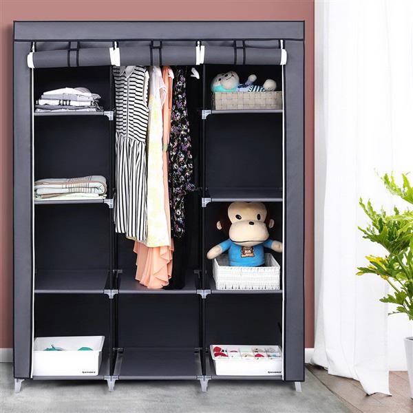 67" Portable Closet Organizer Wardrobe Storage Organizer with 10 Shelves Quick and Easy to Assemble Extra Space Gray