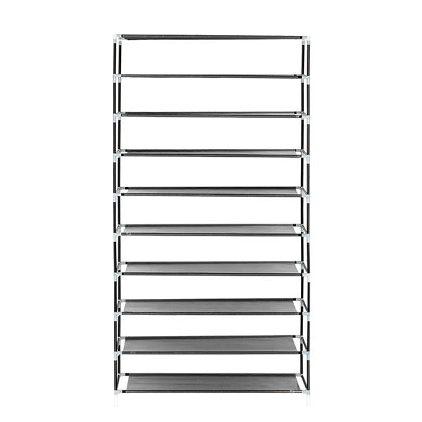 10 Tiers Shoe Rack with Dustproof Cover Closet Shoe Storage Cabinet Organizer Gray