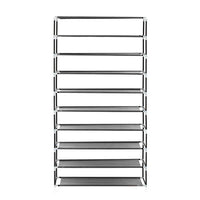 10 Tiers Shoe Rack with Dustproof Cover Closet Shoe Storage Cabinet Organizer Gray