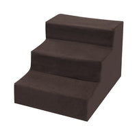 3 Step Velvet Suede Pet Stairs Pet Step Stairs Cat Dog Brown