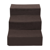 3 Step Velvet Suede Pet Stairs Pet Step Stairs Cat Dog Brown