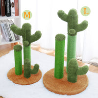 Cat Scratching Post Cactus Cat Scratcher Featuring with 3 Scratching Poles and Interactive Dangling Ball