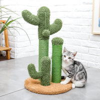 Cat Scratching Post Cactus Cat Scratcher Featuring with 3 Scratching Poles and Interactive Dangling Ball